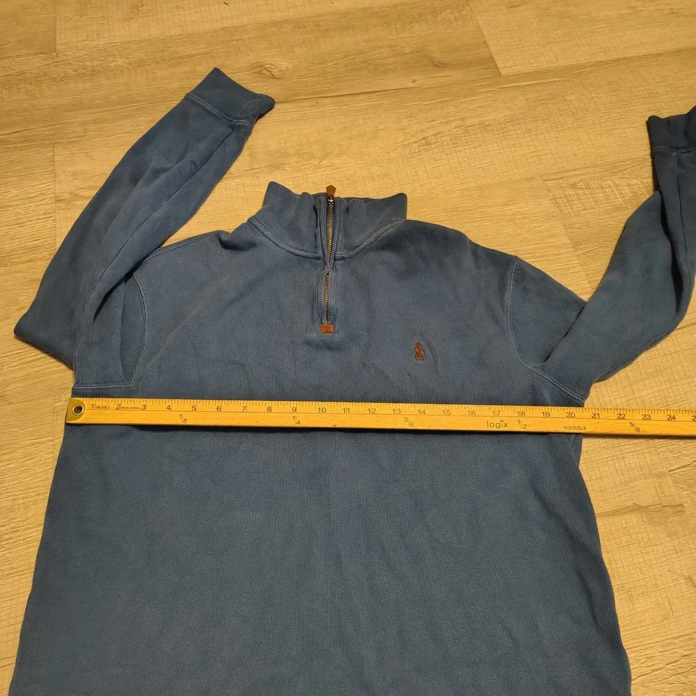 Polo Ralph Lauren Mens Blue 1/4 Zip Pullover Cotton Sweater Medium Pony Logo
